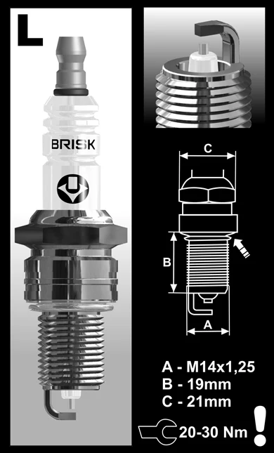 BRISK RACING SILVER SPARK PLUG - LR14YS
