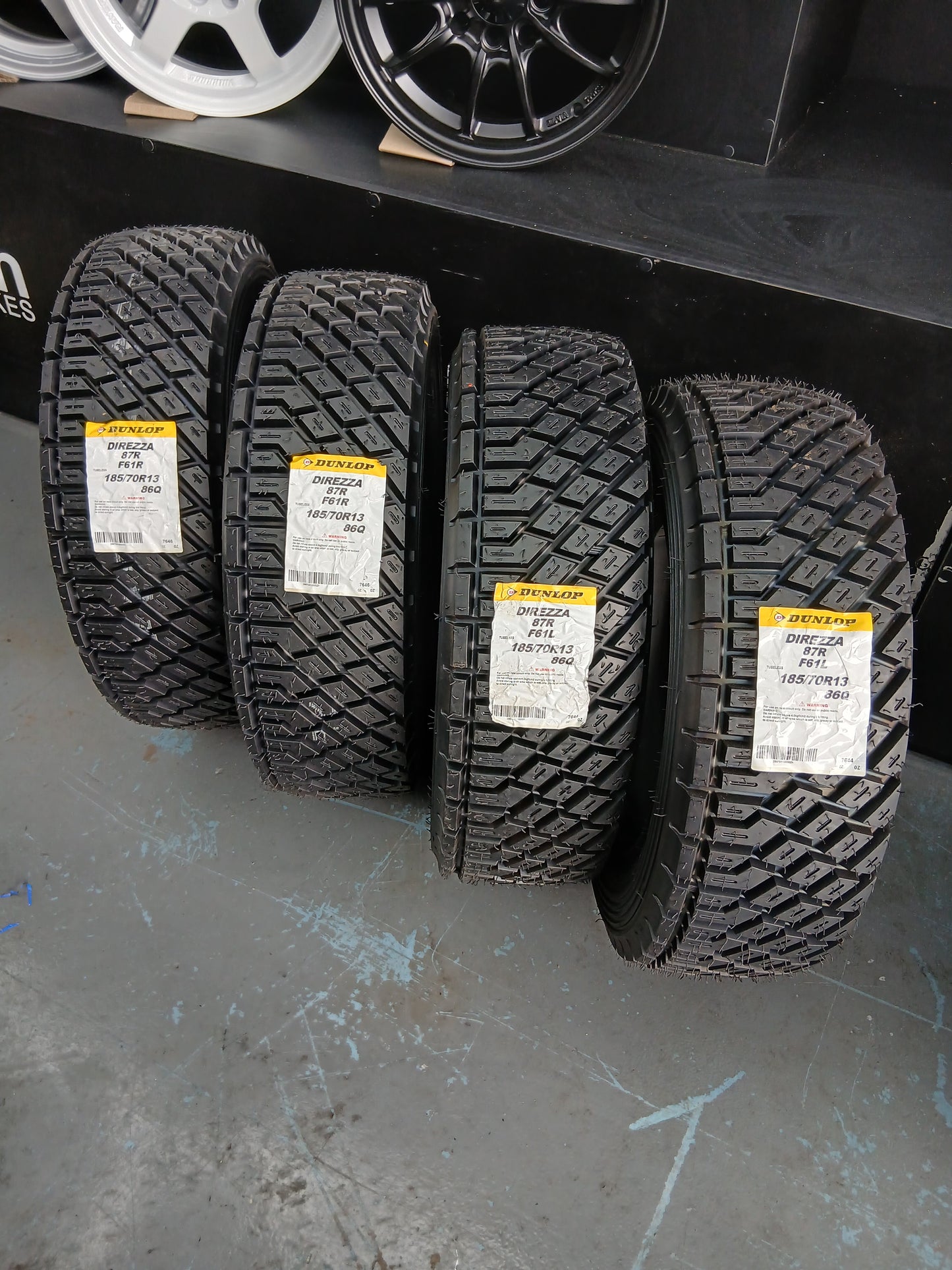 4 x Dunlop Direzza DZ87R F61L 185/70R13 Rally Tyres