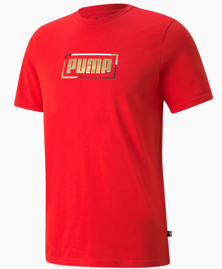 PUMA GRAPHIC METALLIC REGULAR FIT TEE RED