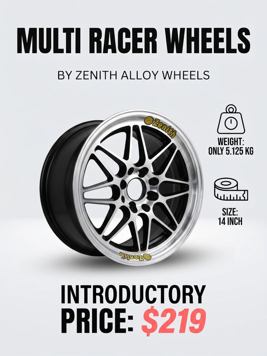 14x6.0 ALLOY RIM - 'MULTI RACER' - by Zenith Alloy Wheels