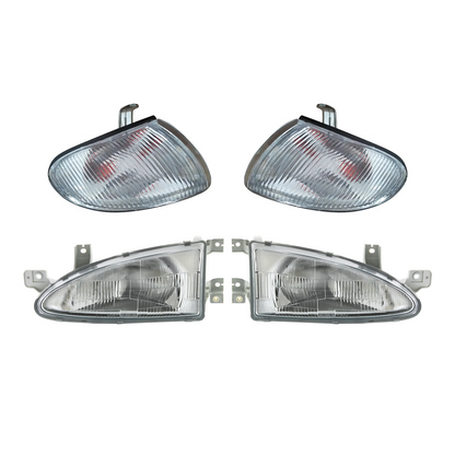 HEADLIGHT & INDICATOR SET - LH/RH - Hyundai EXCEL 3-Door X3 (1995-2000) - NEW - by Zenith Reproduction Parts