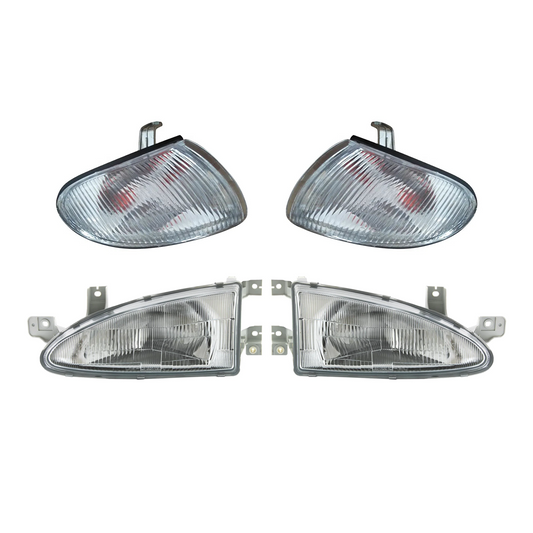 HEADLIGHT & INDICATOR SET - LH/RH - Hyundai EXCEL 3-Door X3 (1995-2000) - NEW - by Zenith Reproduction Parts