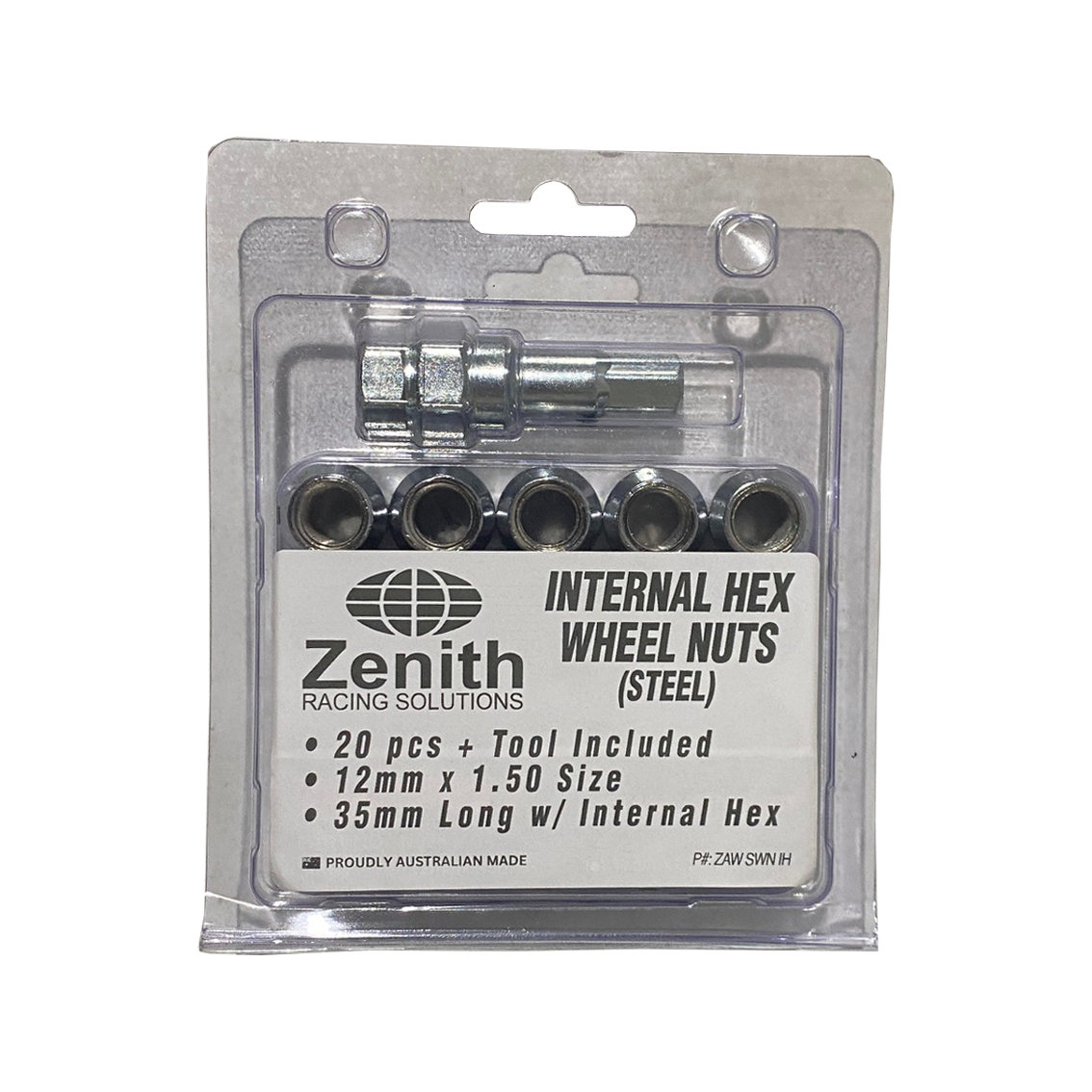 WHEEL NUT SET (STEEL) 20 pcs - 12x1.5mm - INTERNAL HEX TYPE - 35mm Long