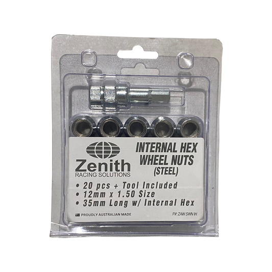 WHEEL NUT SET (STEEL) 20 pcs - 12x1.5mm - INTERNAL HEX TYPE - 35mm Long
