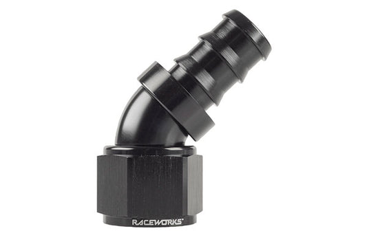 Raceworks Push Lock Hose Fitting - 45 Degree