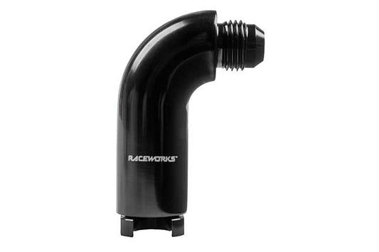 Raceworks AN Male Flare to Female EFI Adapter - All Billet 90 Degree
