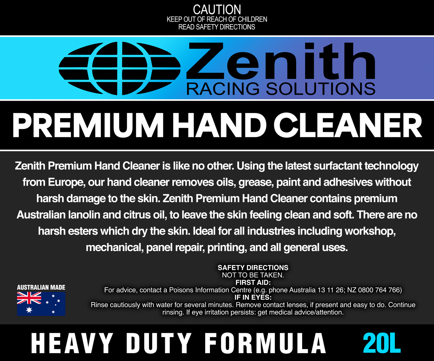 PREMIUM HAND CLEANER 20L - The Ultimate Grit Hand Cleaner by Zenith Racing Solutions