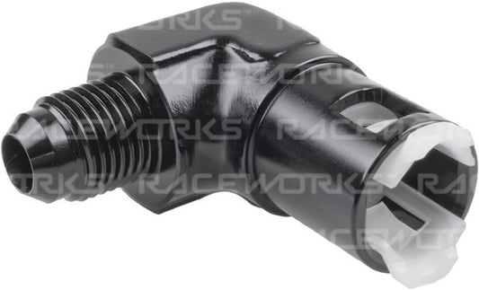 Raceworks AN Male Flare to Female EFI Adapter - 90 Degree